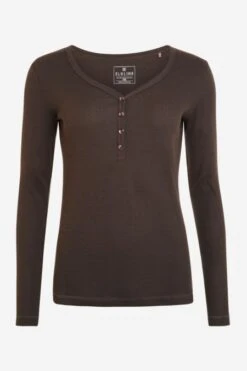 Langarm Henley Shirt Aus Bio-Baumwoll Mix Für Damen