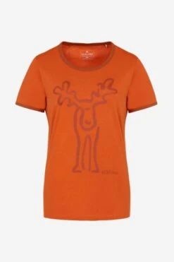 Retro Elch T-Shirt Aus Reiner Bio-Baumwolle Für Damen